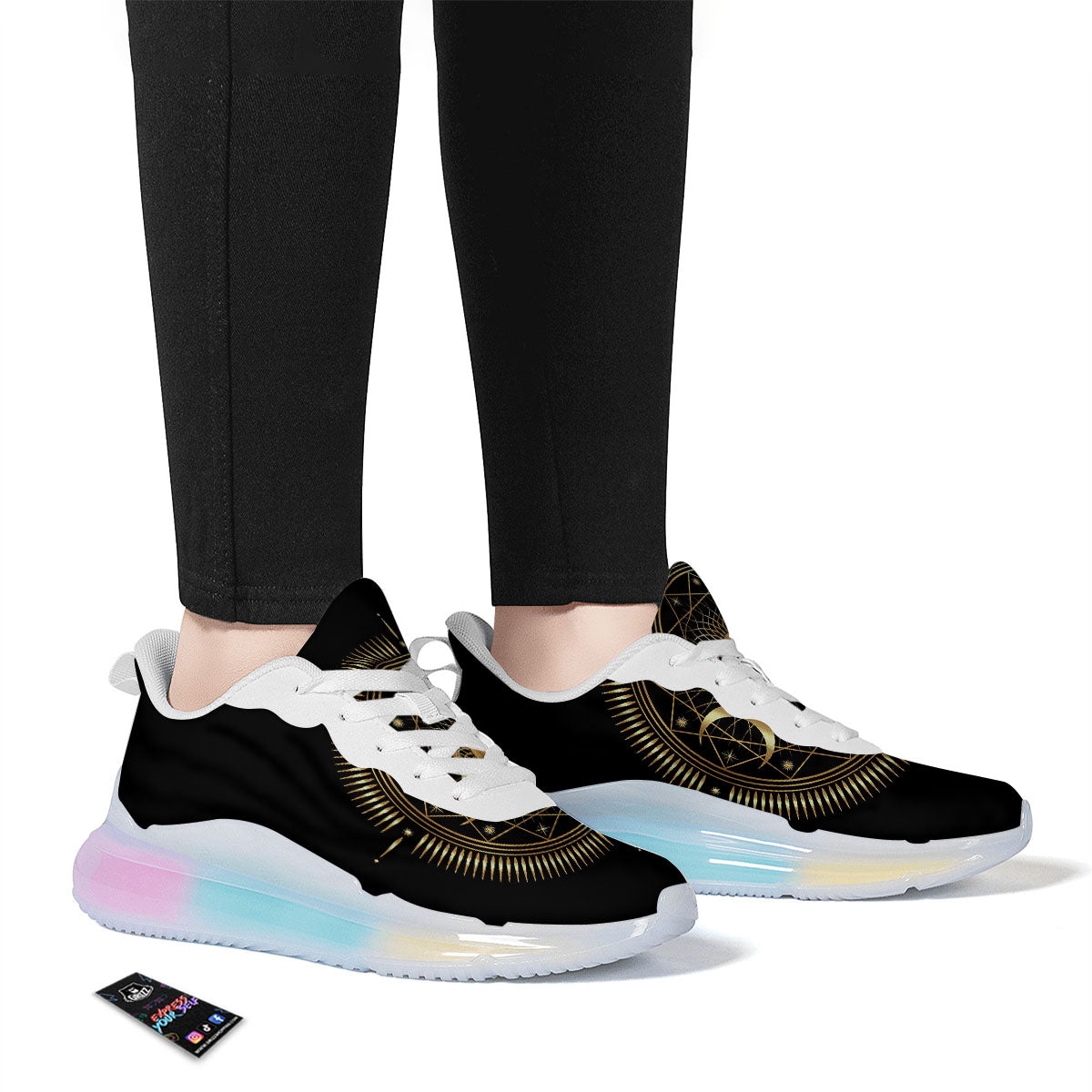 Sun And Moon Geometric Celestial Print Running Sneakers-grizzshop