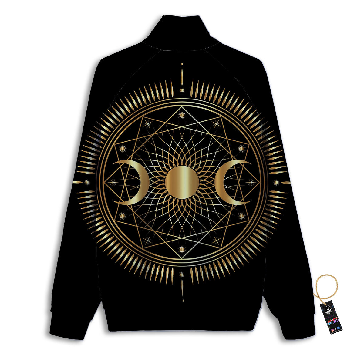 Sun And Moon Geometric Celestial Print Track Jacket-grizzshop