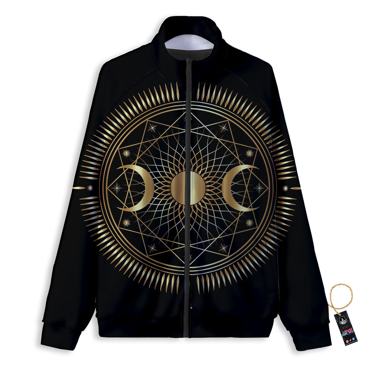 Sun And Moon Geometric Celestial Print Track Jacket-grizzshop
