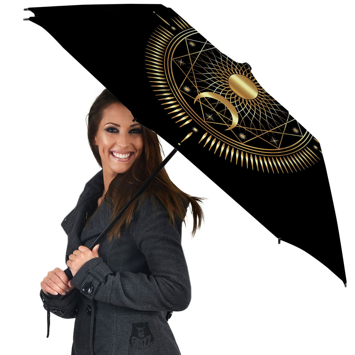 Sun And Moon Geometric Celestial Print Umbrella-grizzshop