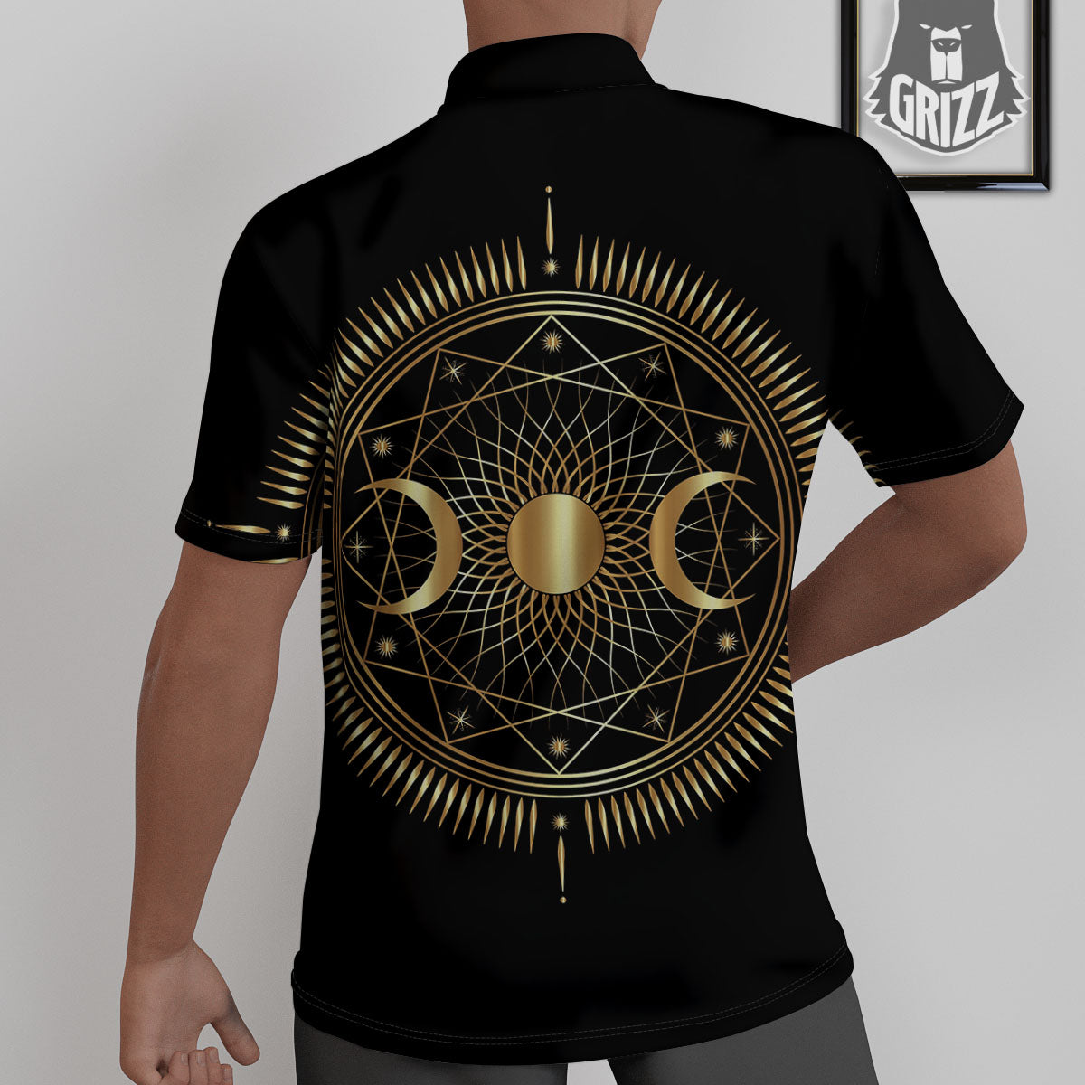 Sun And Moon Geometric Celestial Print Untucked Shirts-grizzshop