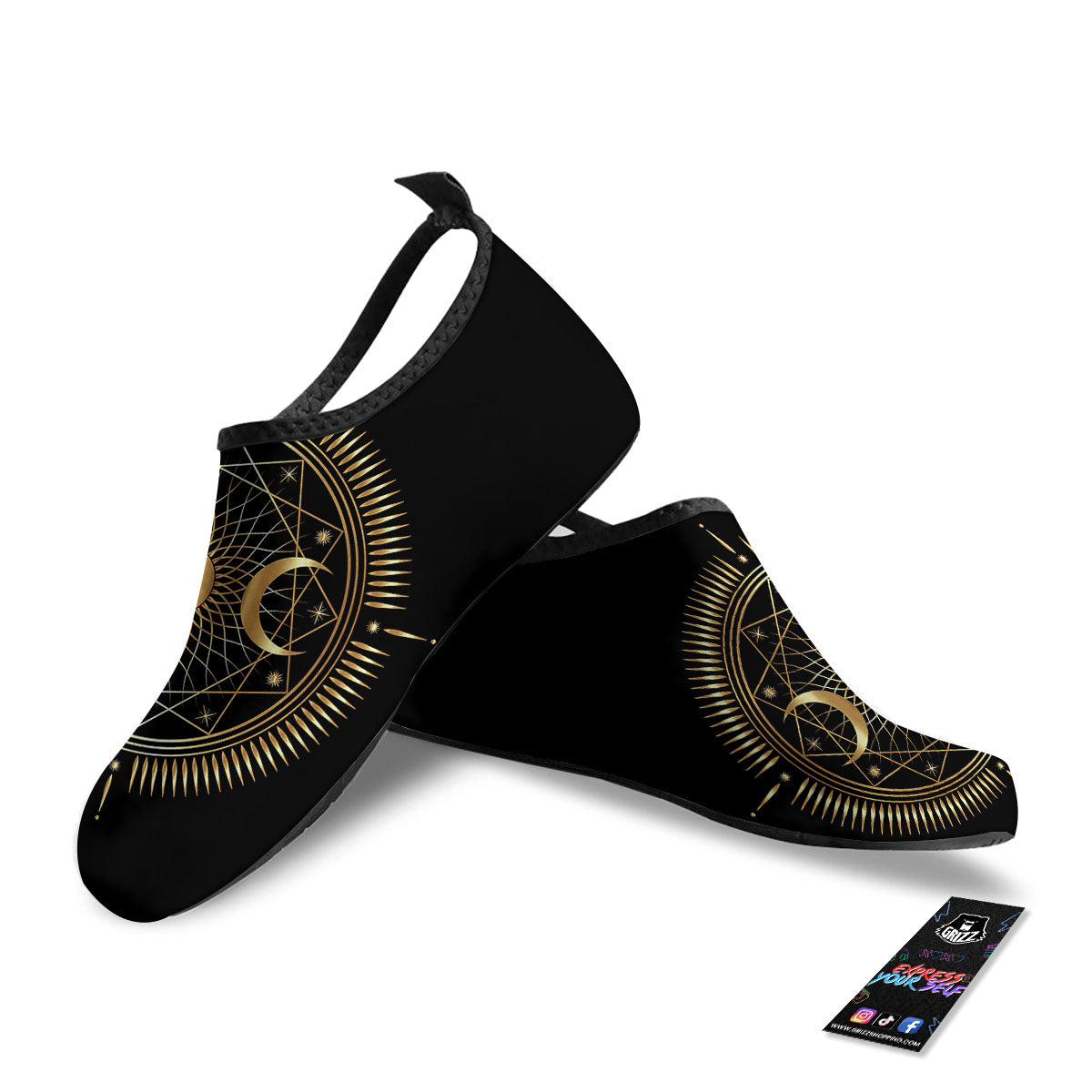 Sun And Moon Geometric Celestial Print Water Shoes-grizzshop