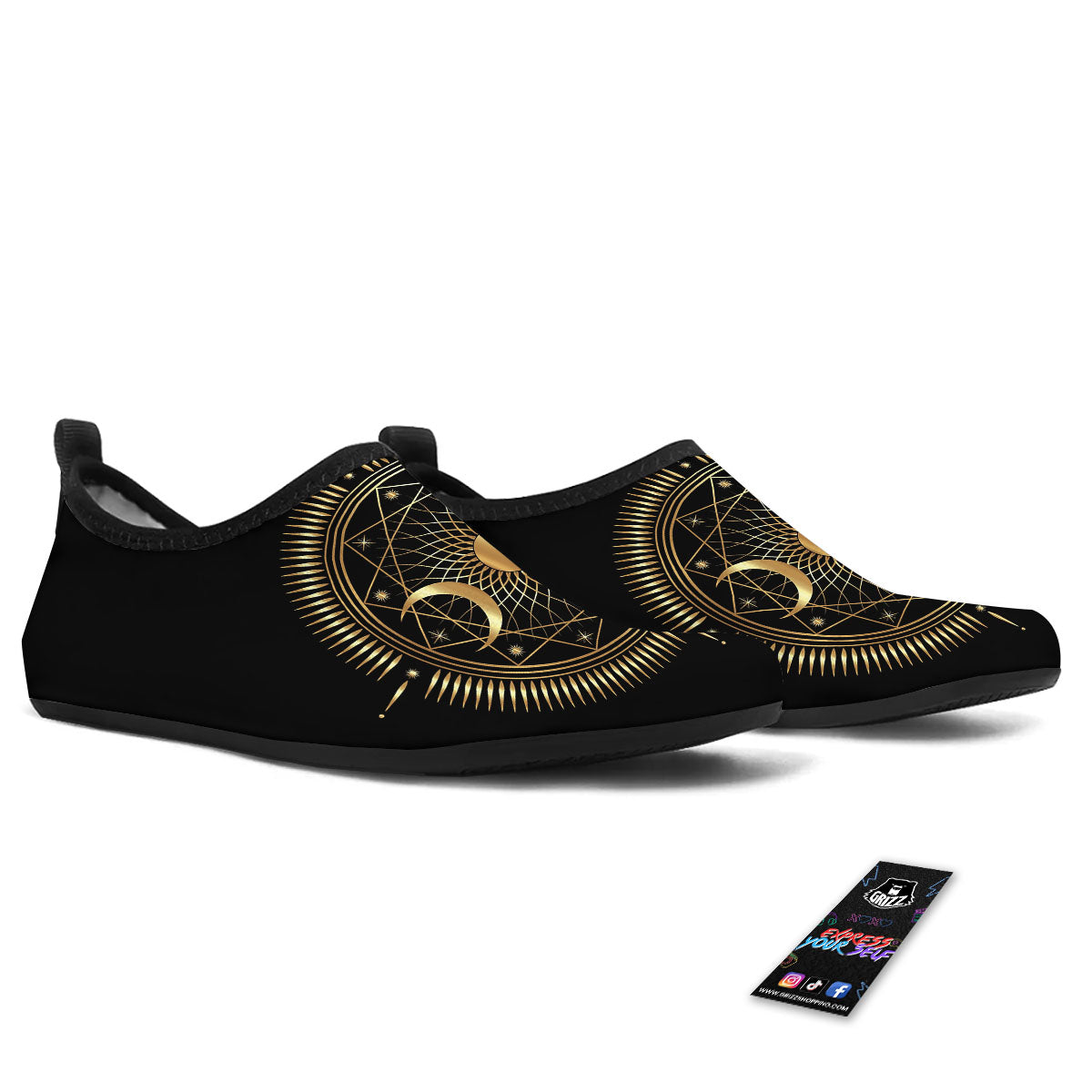 Sun And Moon Geometric Celestial Print Water Shoes-grizzshop