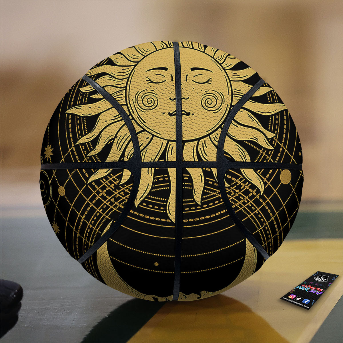 Sun And Vintage Moon Print Basketball