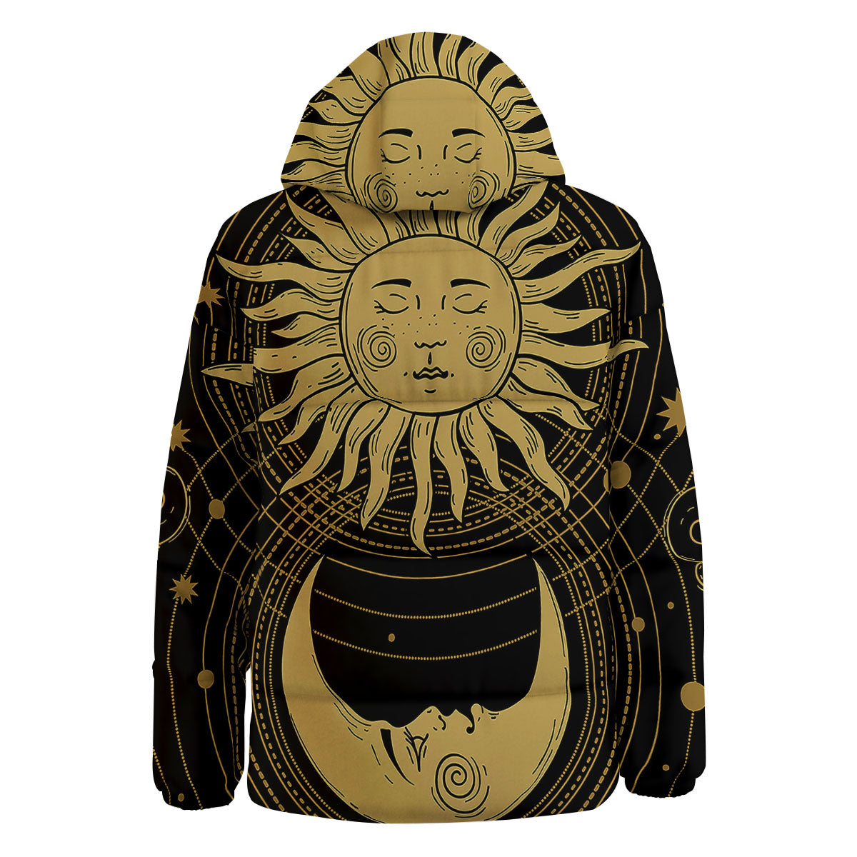 Sun And Vintage Moon Print Down Jacket-grizzshop