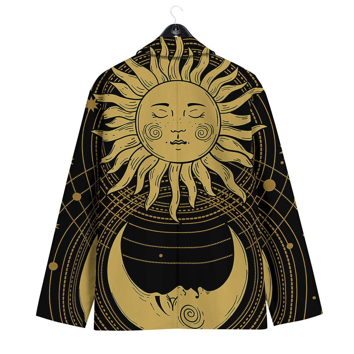 Sun And Vintage Moon Print Men's Sport Coat-grizzshop