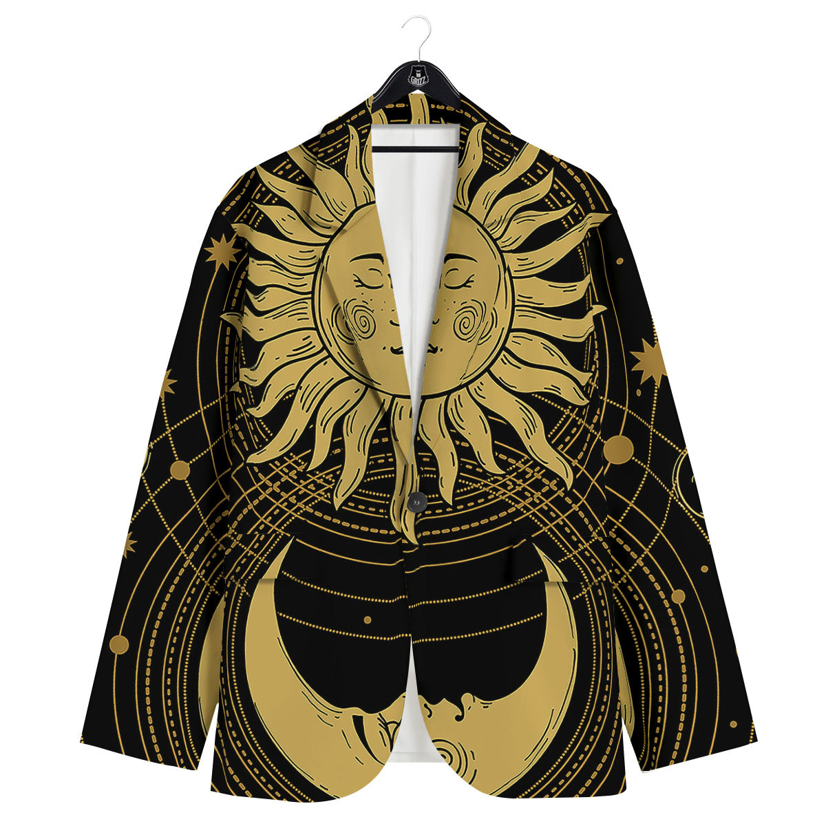 Sun And Vintage Moon Print Men's Sport Coat-grizzshop