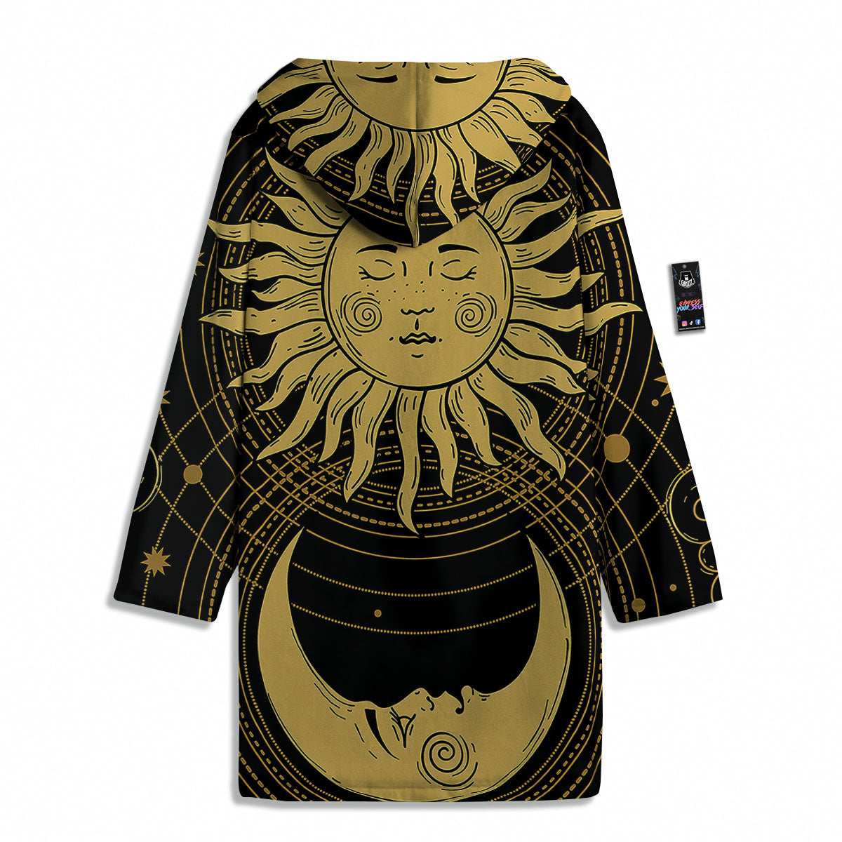 Sun And Vintage Moon Print Men's Windbreaker Jacket-grizzshop