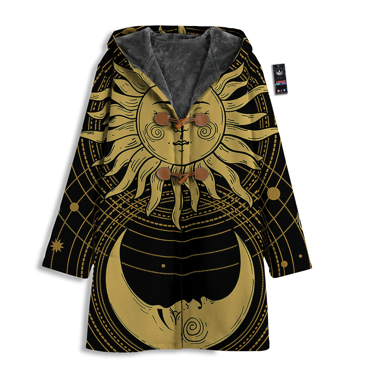 Sun And Vintage Moon Print Men's Windbreaker Jacket-grizzshop