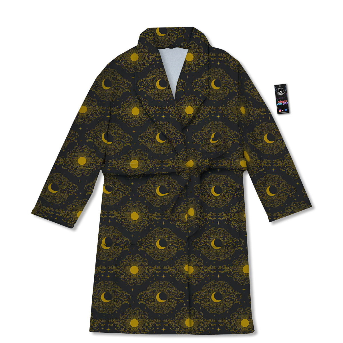 Sun And Vintage Moon Print Pattern Bathrobe-grizzshop