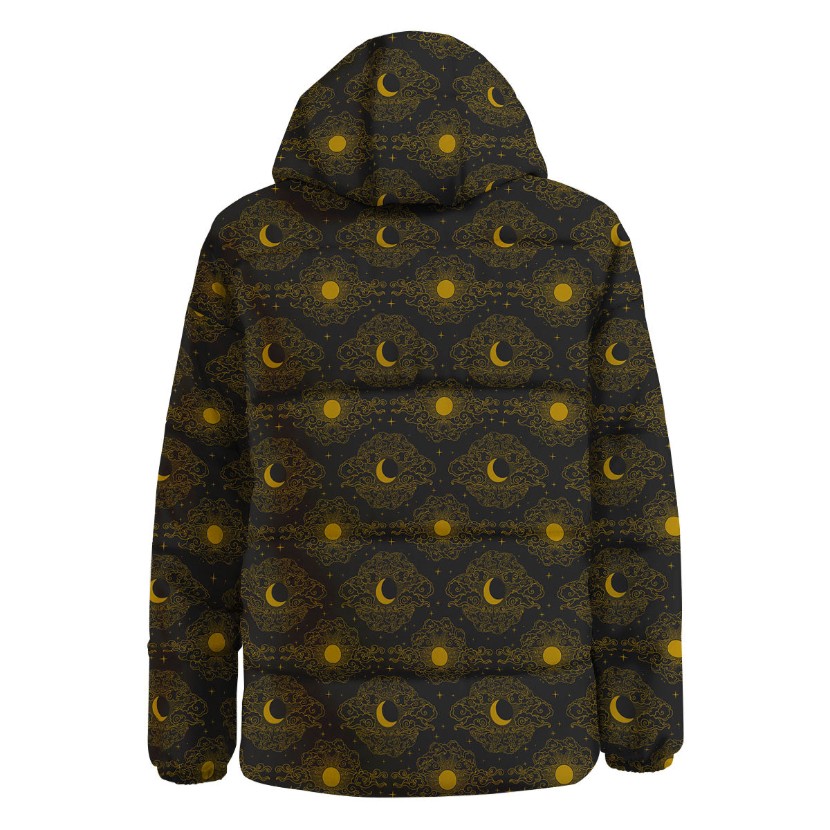 Sun And Vintage Moon Print Pattern Down Jacket-grizzshop