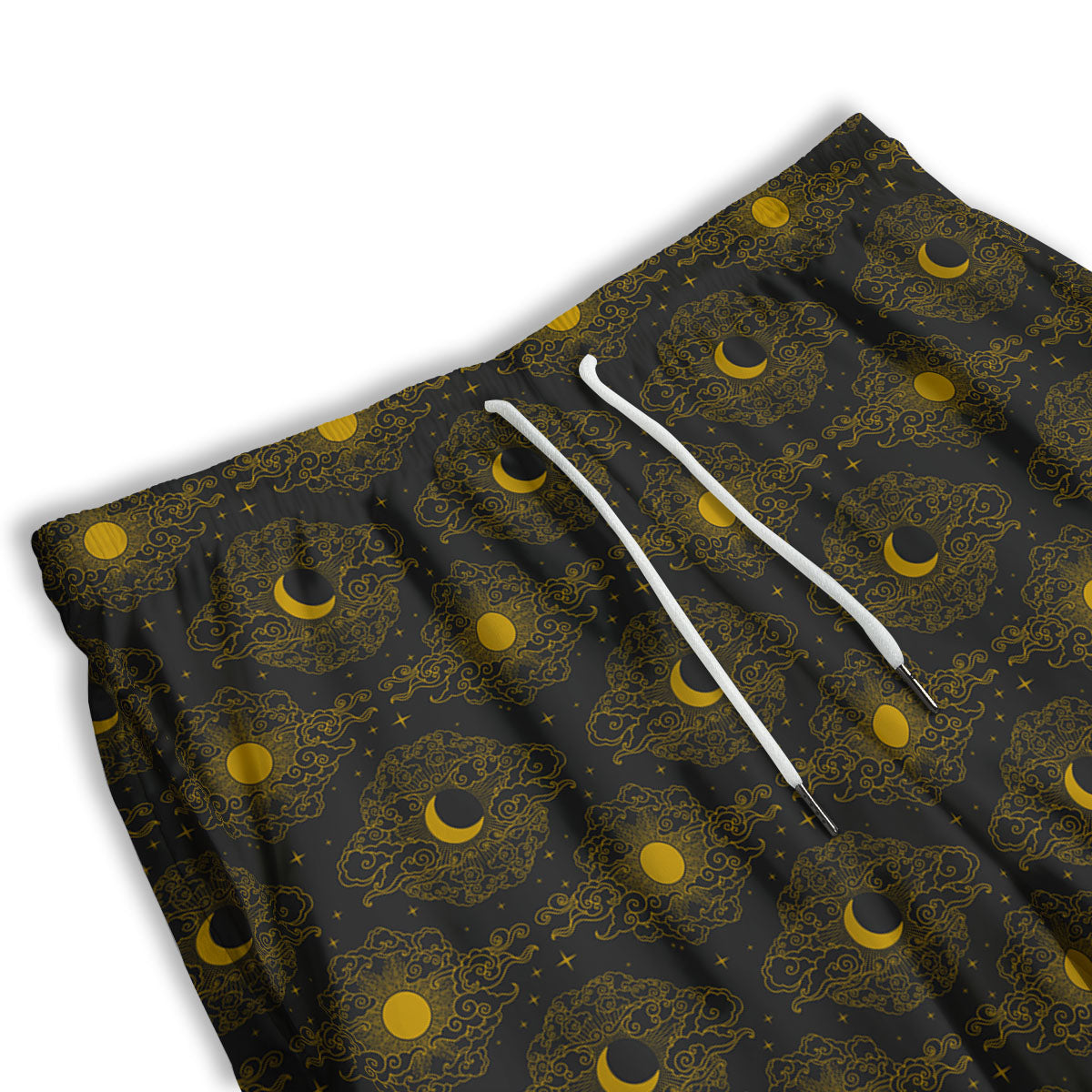 Sun And Vintage Moon Print Pattern Men's Athletic Shorts