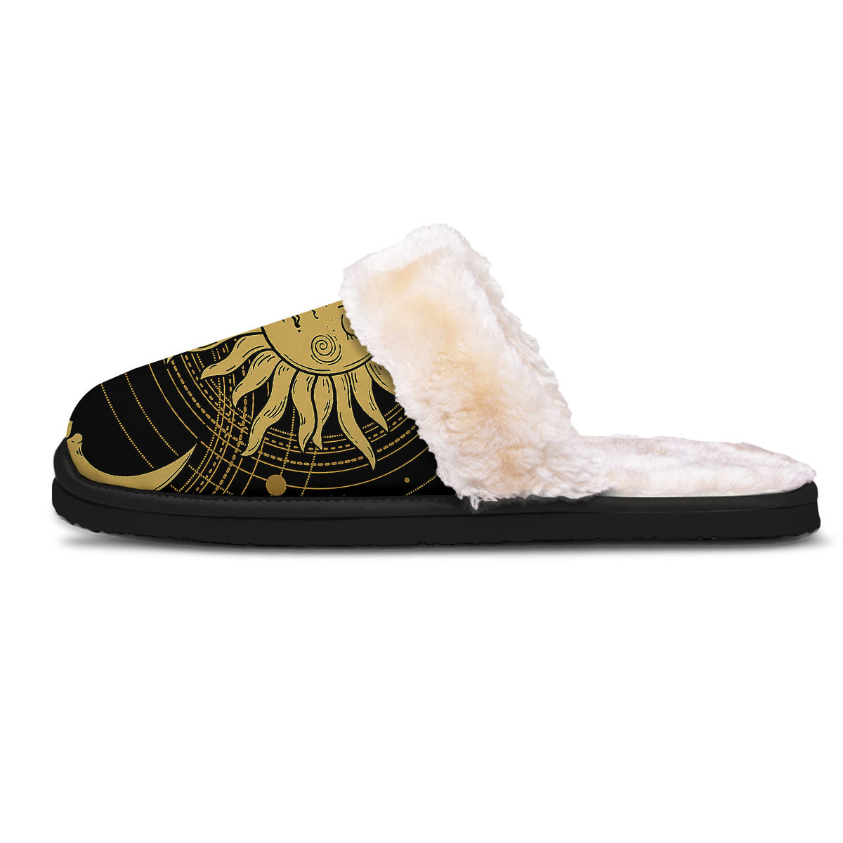 Sun And Vintage Moon Print Slippers-grizzshop