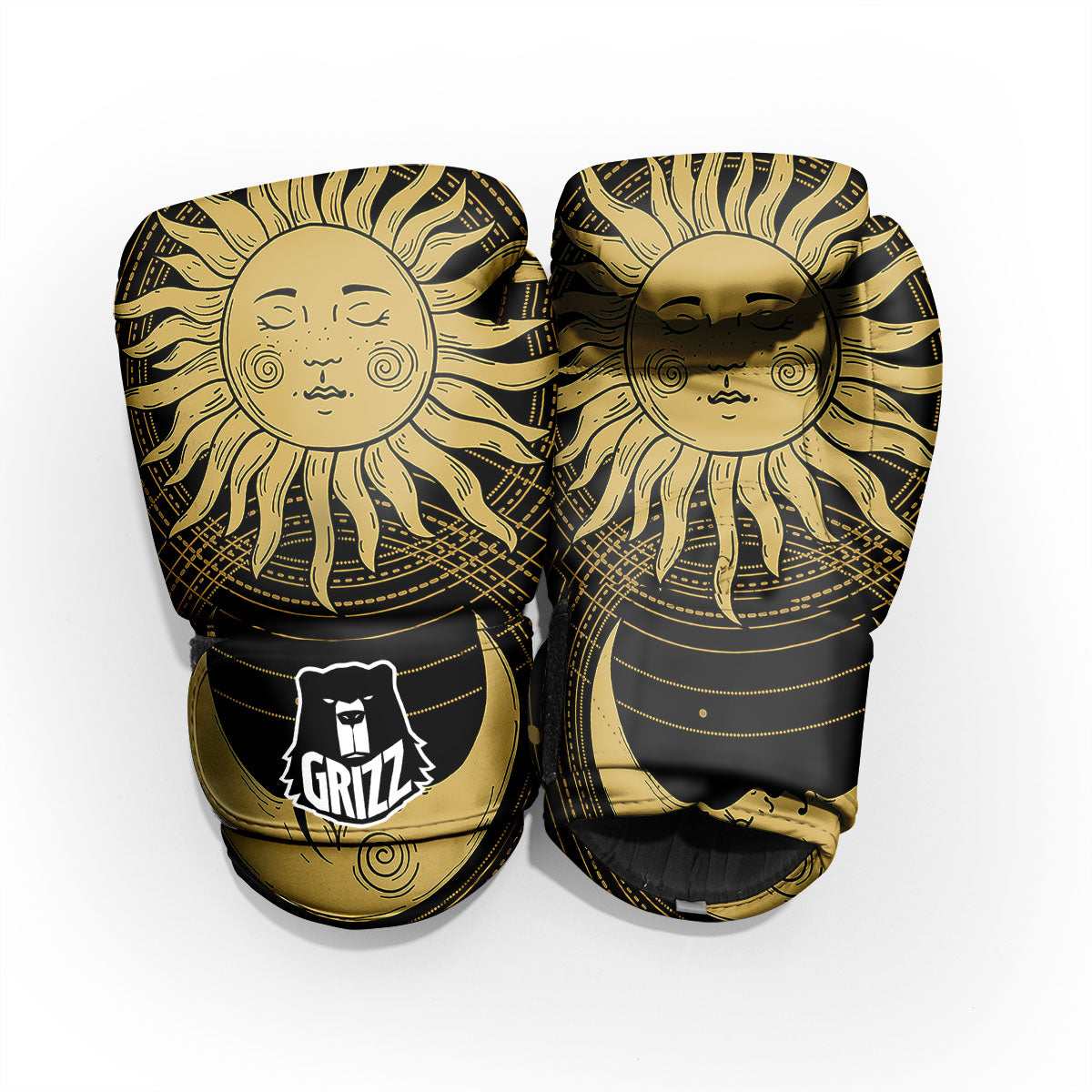 Sun And Vintage Moon Print Pro Boxing Glove