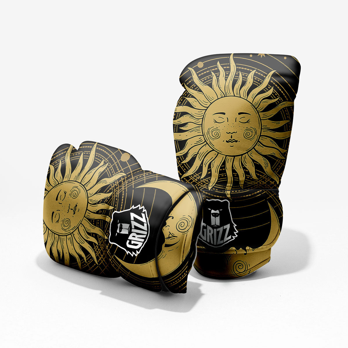 Sun And Vintage Moon Print Pro Boxing Glove