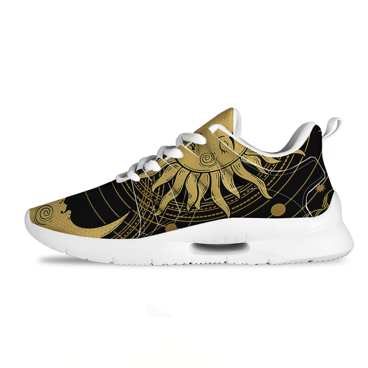 Sun And Vintage Moon Print Tennis Shoes-grizzshop