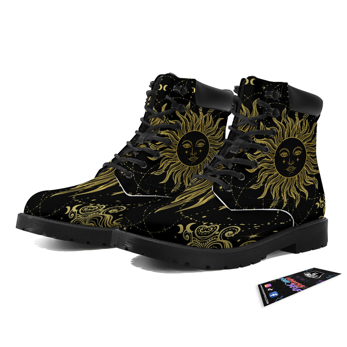 Sun Celestial Vintage Print Boots-grizzshop