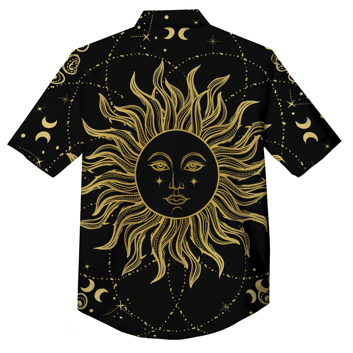 Sun Celestial Vintage Print Button Up Shirt-grizzshop