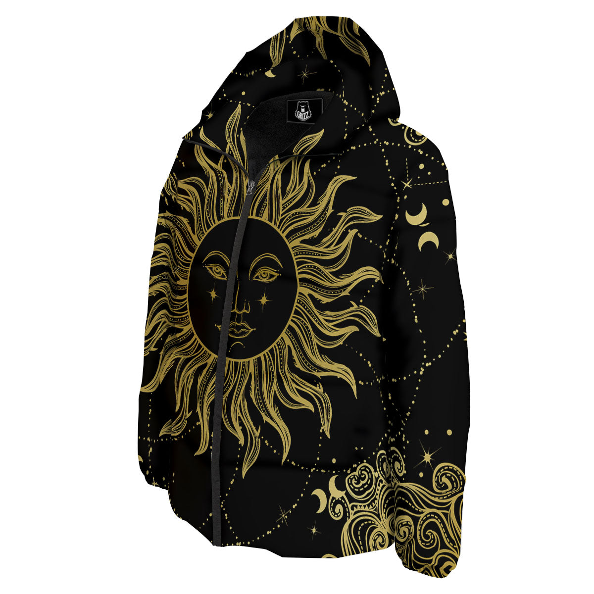Sun Celestial Vintage Print Down Jacket-grizzshop