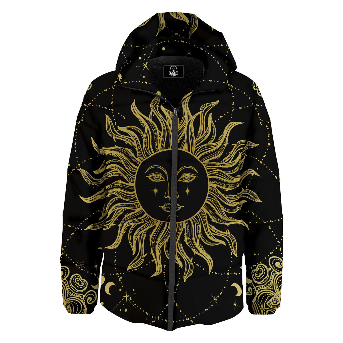 Sun Celestial Vintage Print Down Jacket-grizzshop