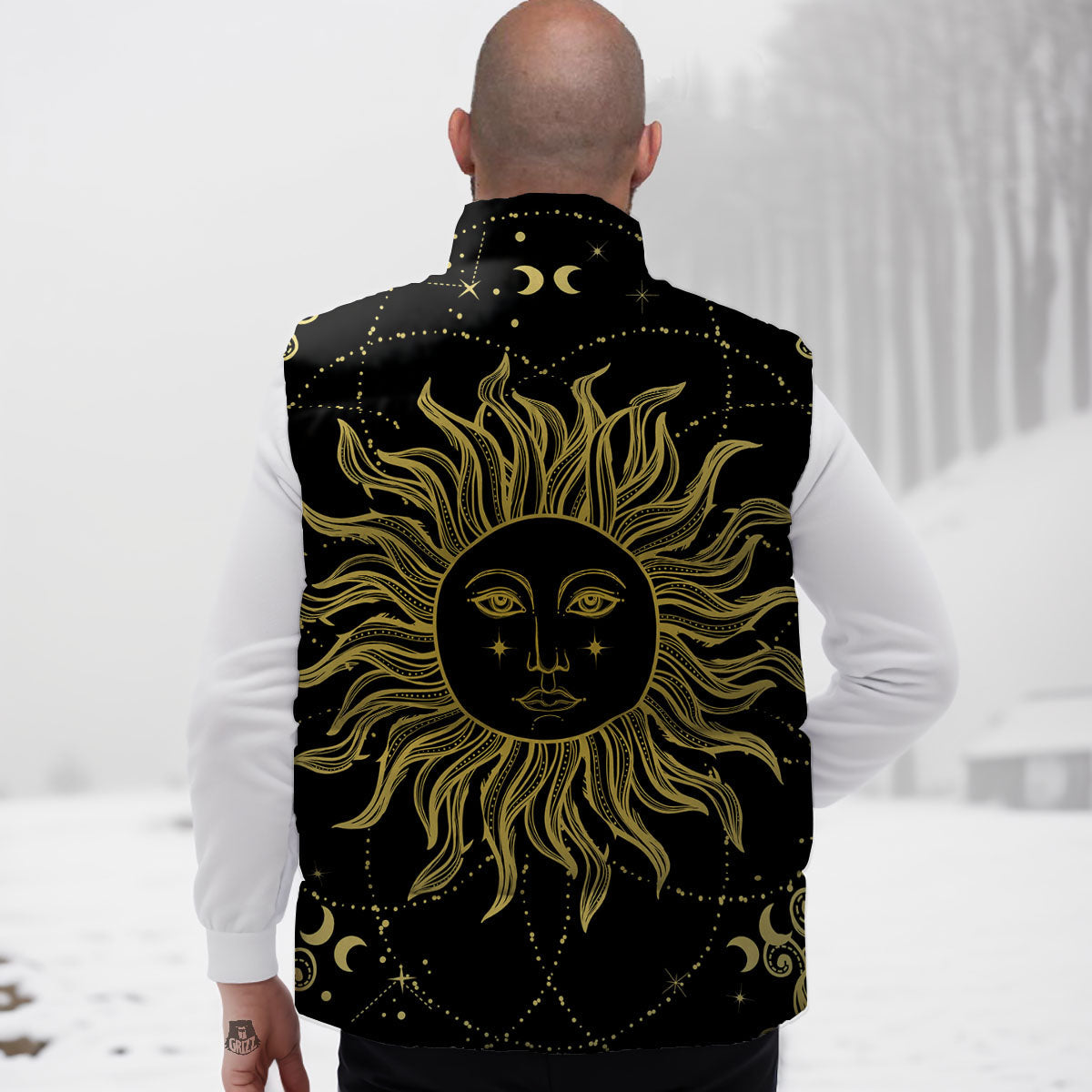 Sun Celestial Vintage Print Down Vest