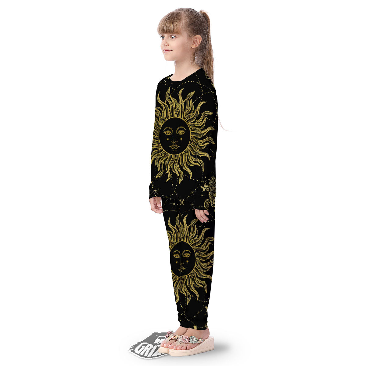 Sun Celestial Vintage Print Kid's Pajamas-grizzshop