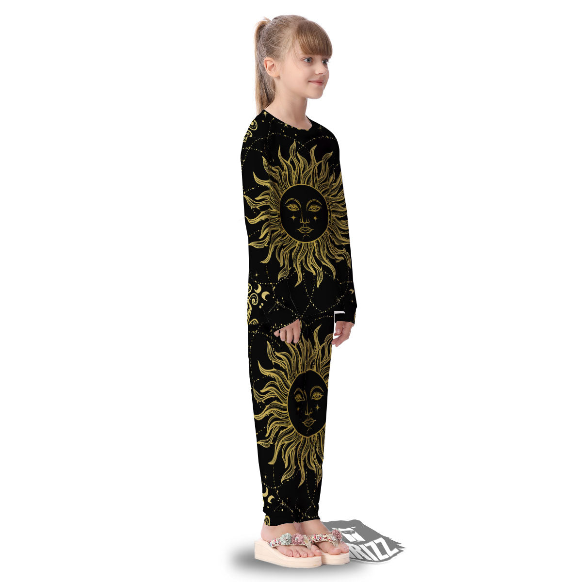 Sun Celestial Vintage Print Kid's Pajamas-grizzshop