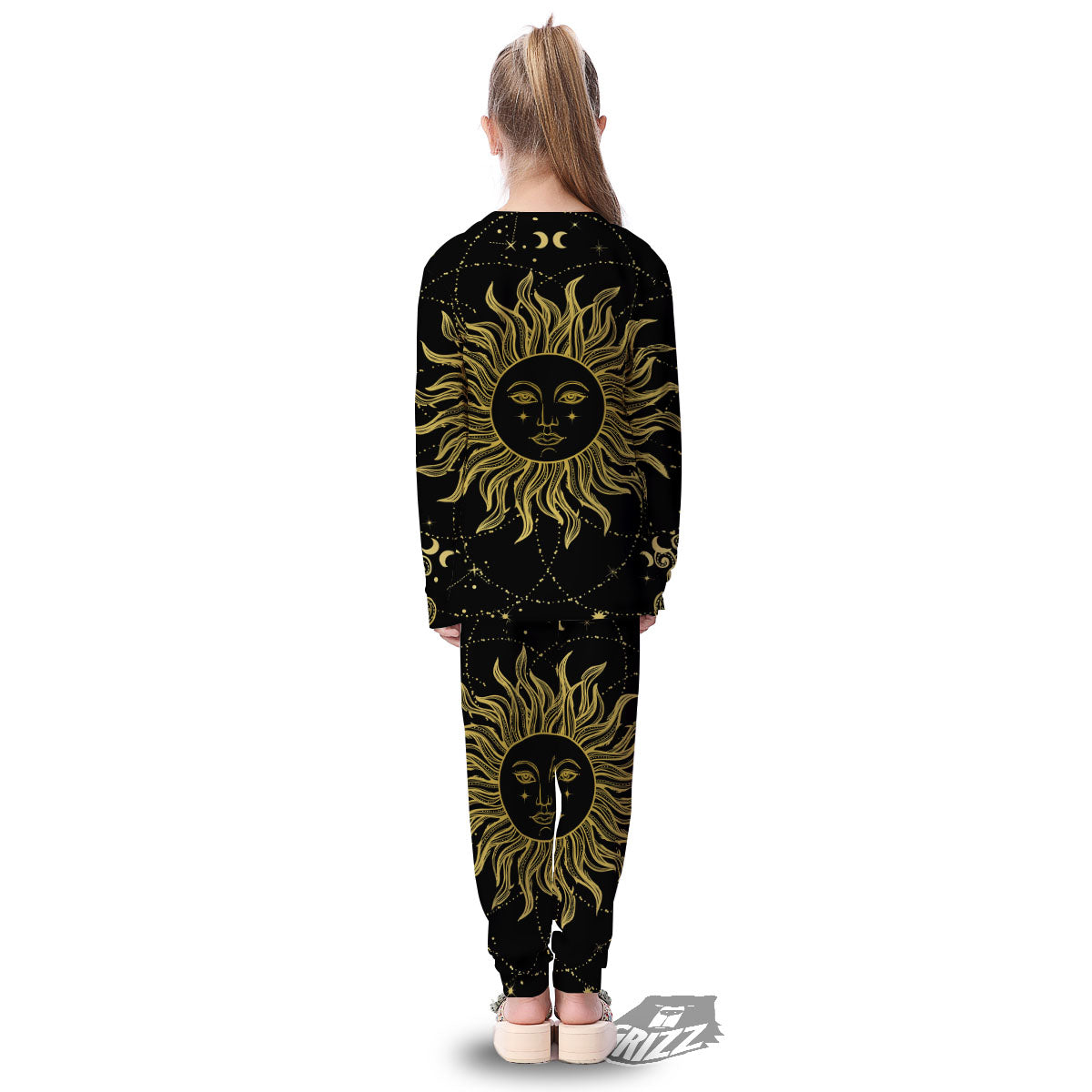 Sun Celestial Vintage Print Kid's Pajamas-grizzshop