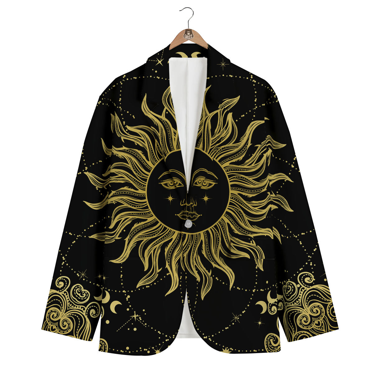 Sun Celestial Vintage Print Men's Blazer-grizzshop
