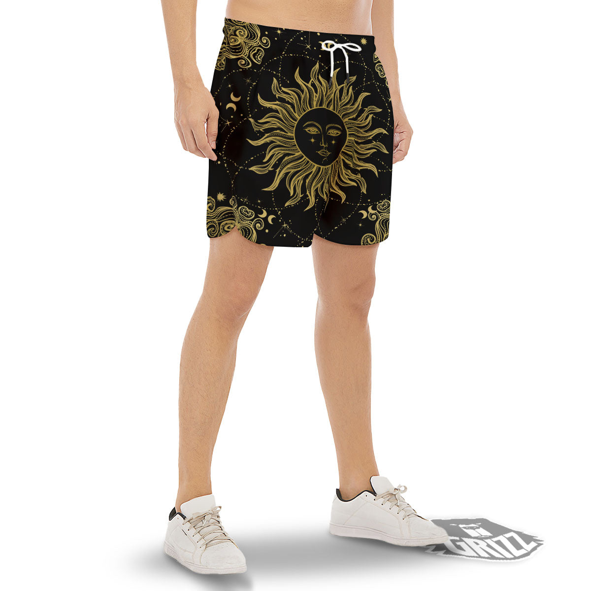 Sun Celestial Vintage Print Men's Gym Shorts-grizzshop