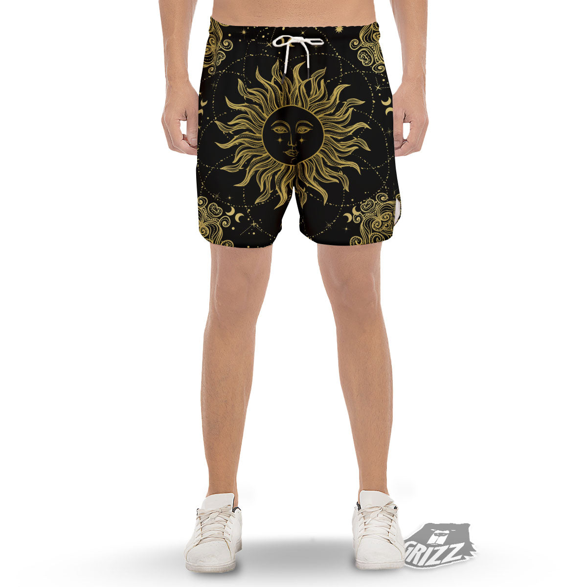 Sun Celestial Vintage Print Men's Gym Shorts-grizzshop