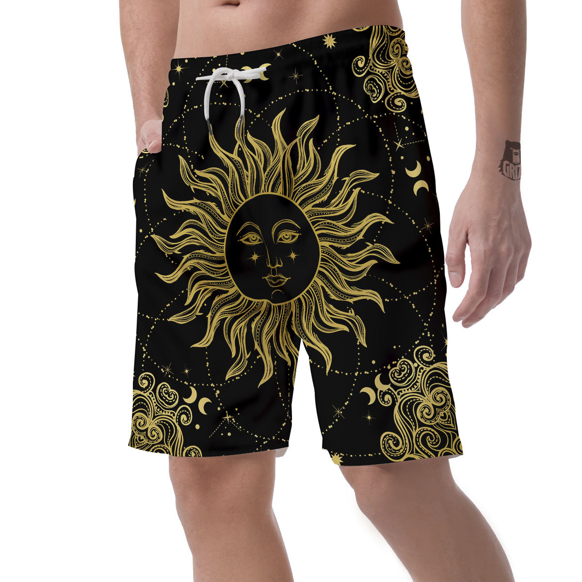 Sun Celestial Vintage Print Men's Shorts-grizzshop