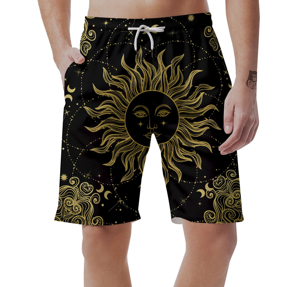 Sun Celestial Vintage Print Men's Shorts-grizzshop