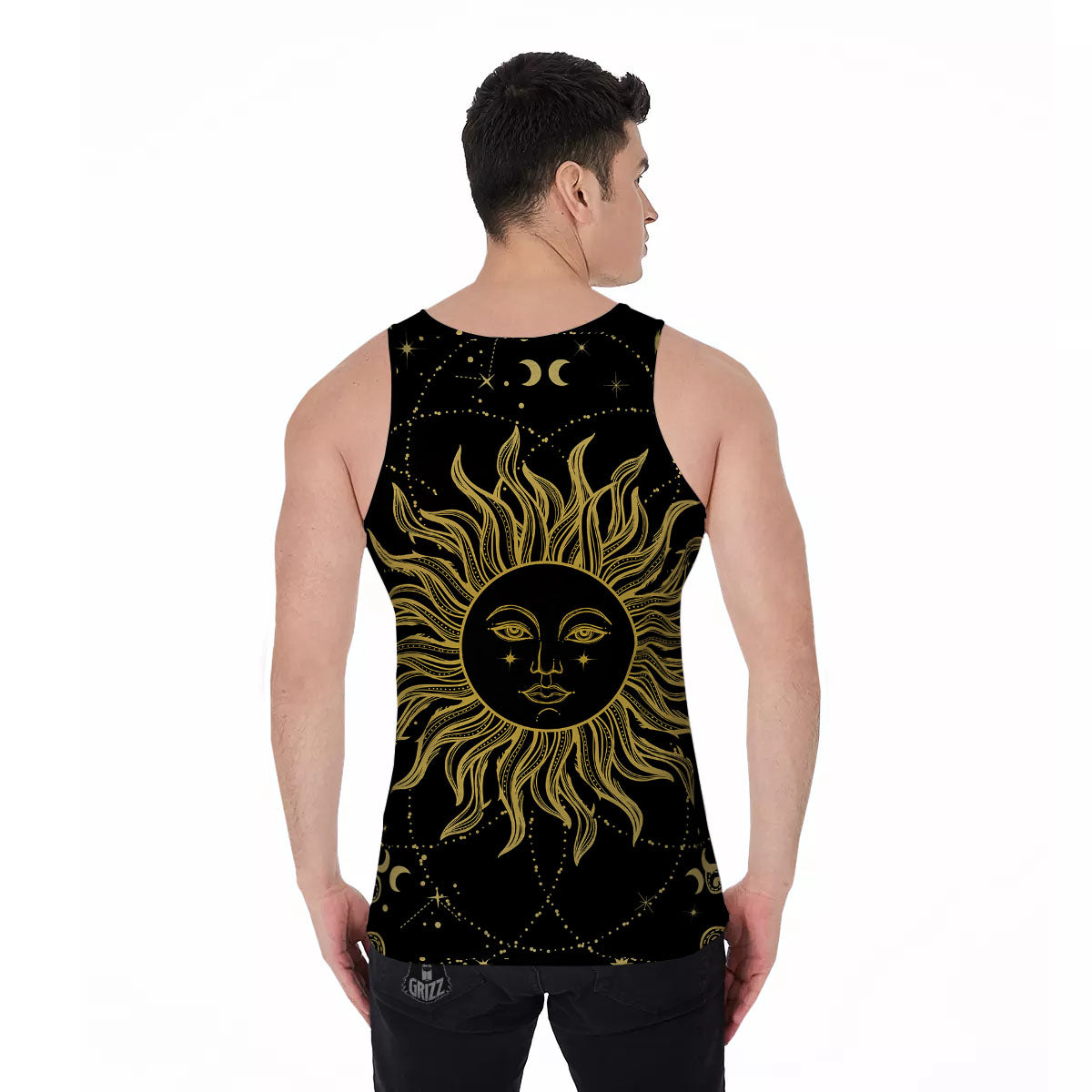 Sun Celestial Vintage Print Men's Tank Top-grizzshop