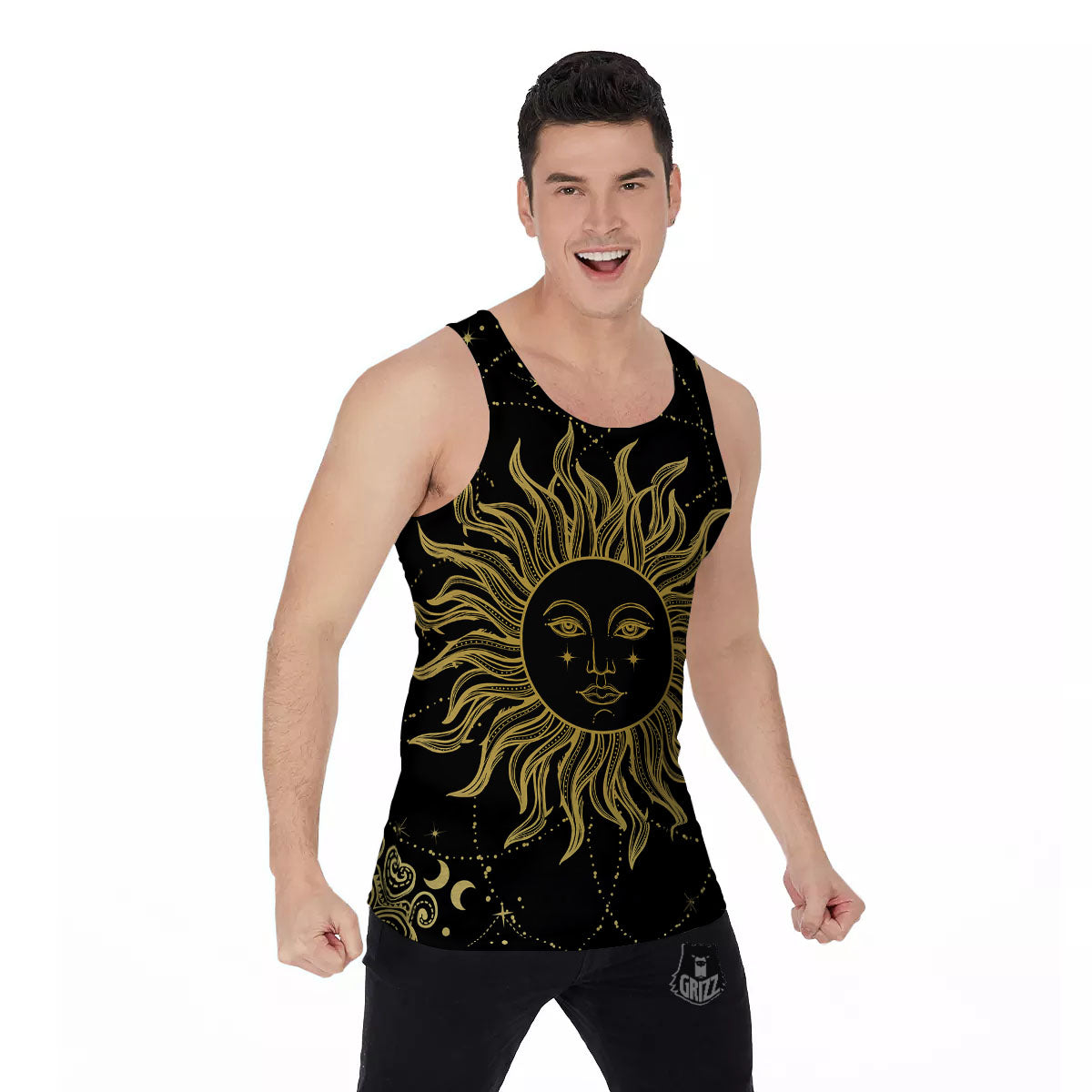 Sun Celestial Vintage Print Men's Tank Top-grizzshop