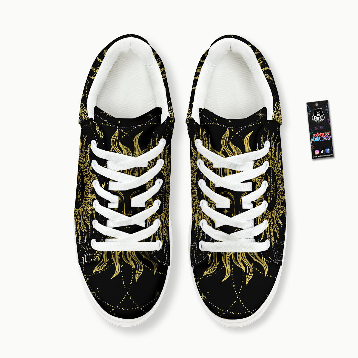 Sun Celestial Vintage Print Platform Shoes-grizzshop