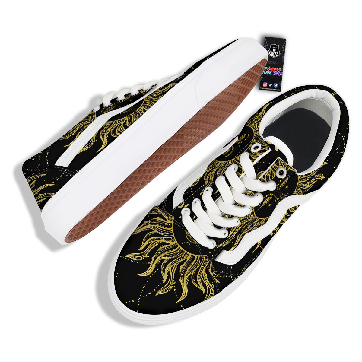Sun Celestial Vintage Print Skate Shoes-grizzshop