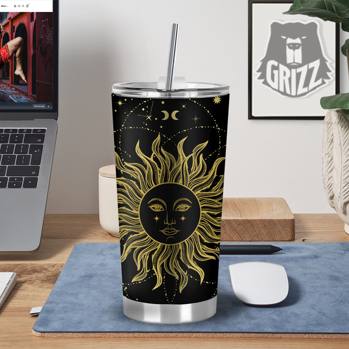 Sun Celestial Vintage Print Tumbler-grizzshop