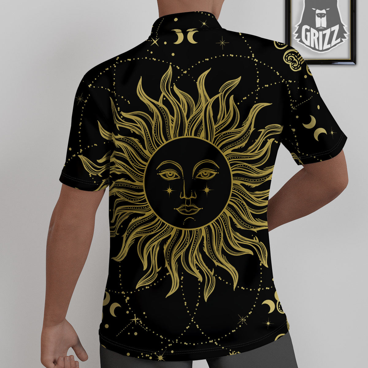 Sun Celestial Vintage Print Untucked Shirts-grizzshop
