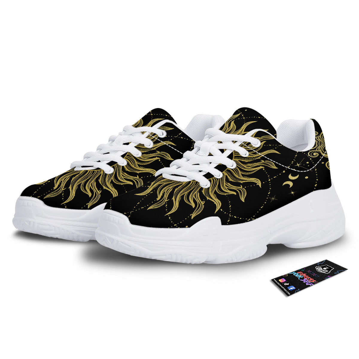 Sun Celestial Vintage Print White Chunky Shoes-grizzshop