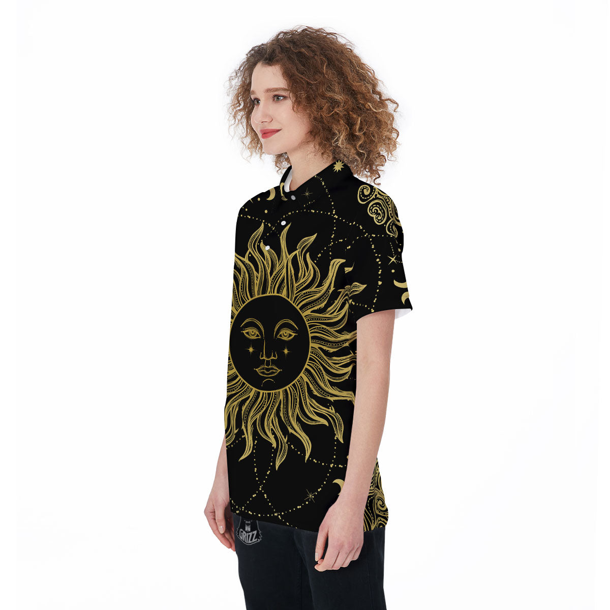 Sun Celestial Vintage Print Women's Golf Shirts-grizzshop