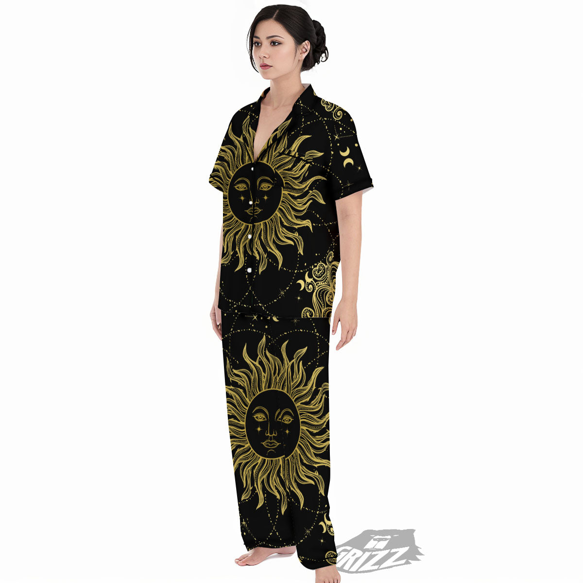 Sun Celestial Vintage Print Women's Pajamas Set-grizzshop