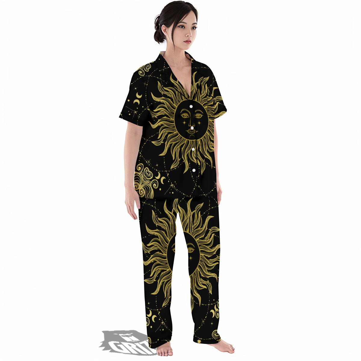 Sun Celestial Vintage Print Women's Pajamas Set-grizzshop