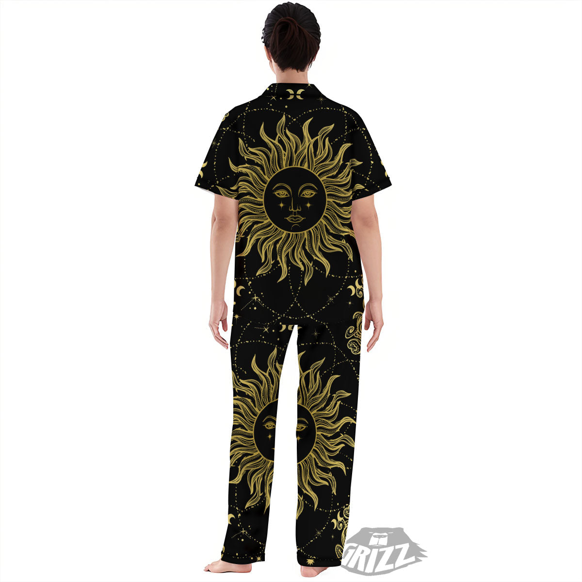 Sun Celestial Vintage Print Women's Pajamas Set-grizzshop