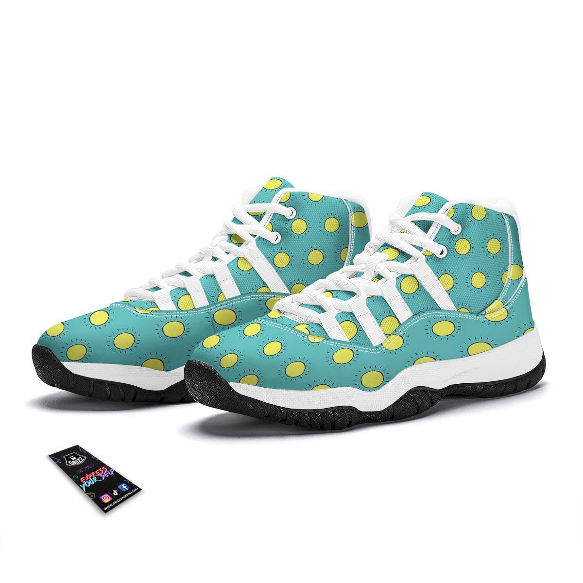 Sun Cute Pattern Print White Bball Shoes-grizzshop