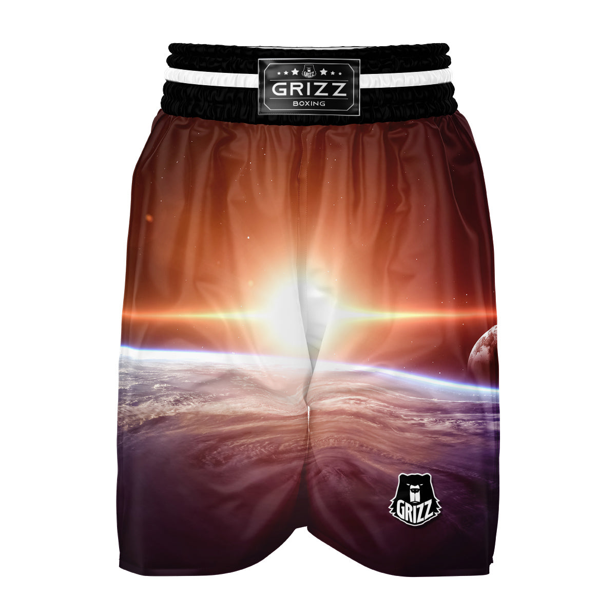 Sun Galaxy Space Earth Print Boxing Shorts-grizzshop