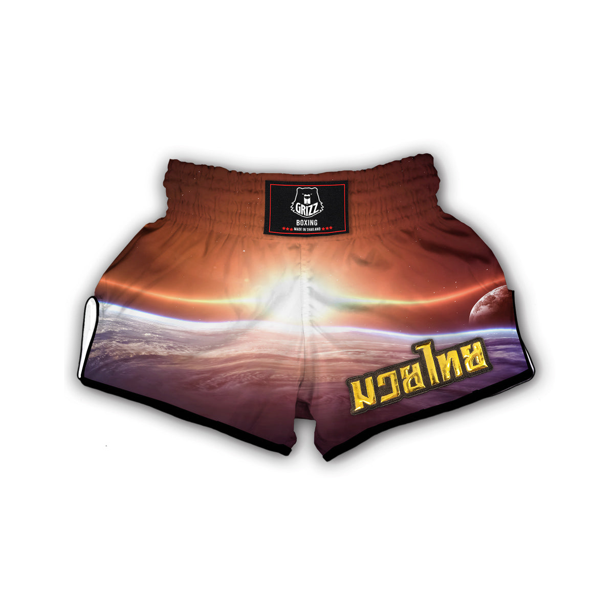 Sun Galaxy Space Earth Print Muay Thai Boxing Shorts-grizzshop