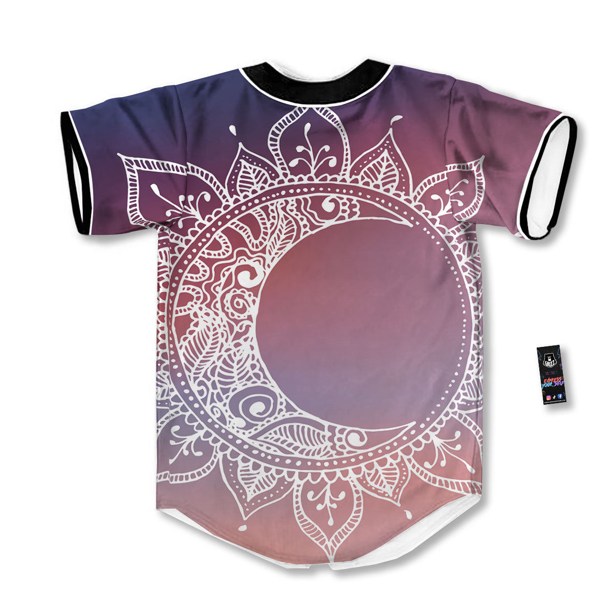 Sun Mandala Print Baseball Jersey-grizzshop