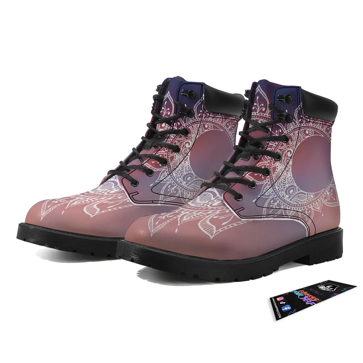 Sun Mandala Print Boots-grizzshop