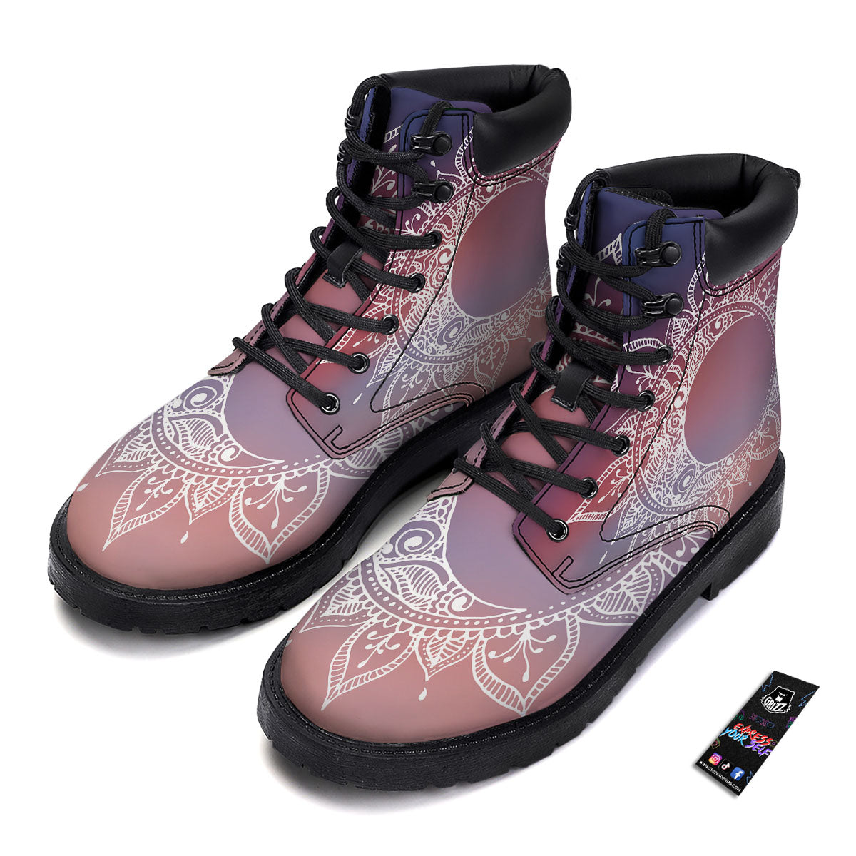 Sun Mandala Print Boots-grizzshop